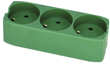 Gripo Grenuttag med 3 uttag och jordning, Grön