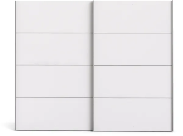 TVILUM Verona Skjutdörrsgarderob - vitt trä, 2 skjutdörrar, med hyllor, bred